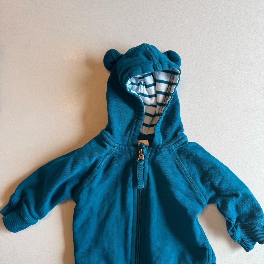 Hanna Andersson Blue Dinosaur Hoodie Sweatshirt